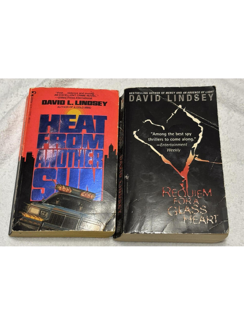David Lindsey Books PB Heat from Another Sun, Requiem for a Glass Heart